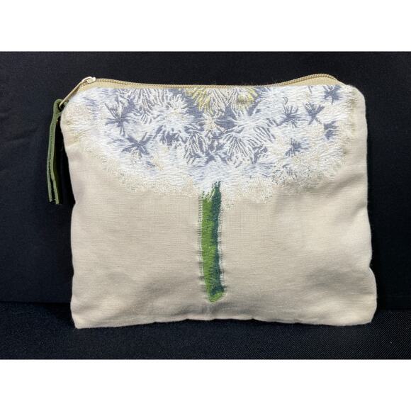 Handmade, One of a Kind Dandelion Canvas Pouch, Small Bag, Coin Purse, Unique - Picture 1 of 5